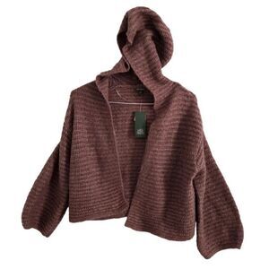 Women's Wild Fable Wrap W/Hood Cable Knit Sweater Color Chestnut Size XXS